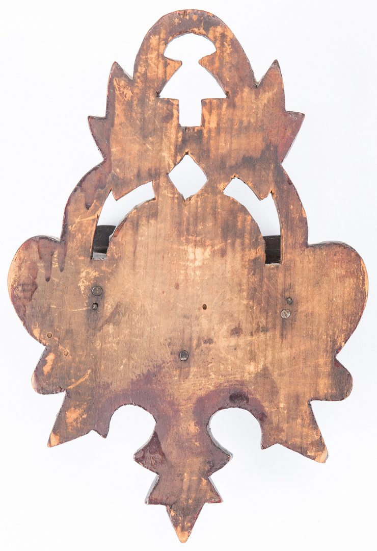 Lot 599: 4 Southern Folk Art Wooden Items, incl. Clock, VA & TN