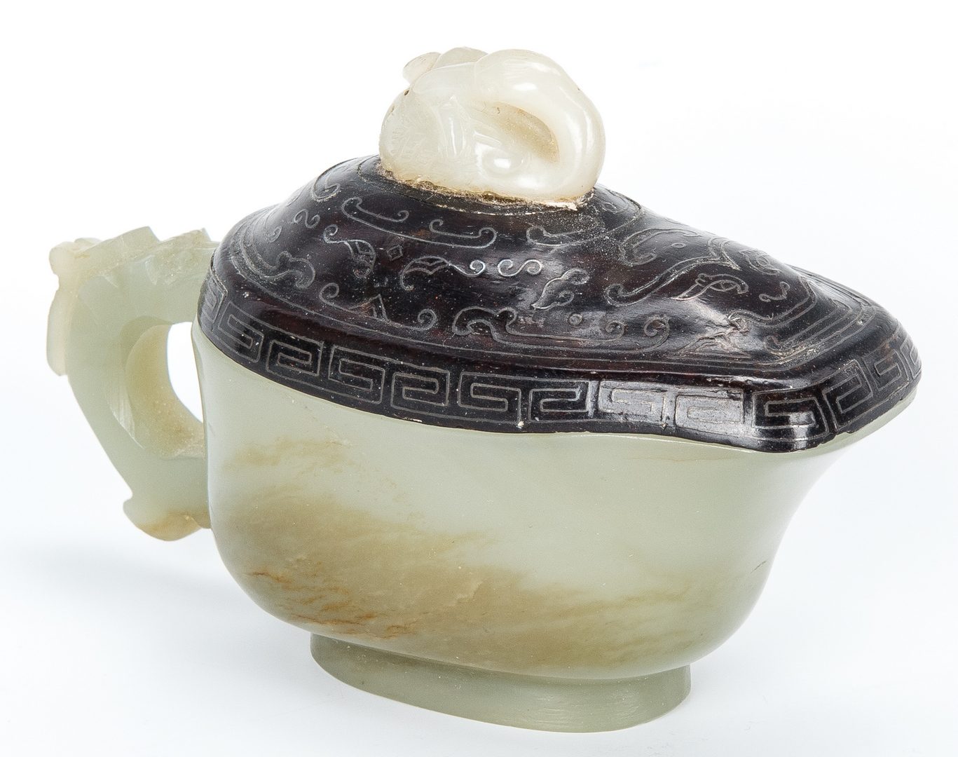 Lot 5: 2 Chinese Carved Jade Items, Libation Cup & Scholars