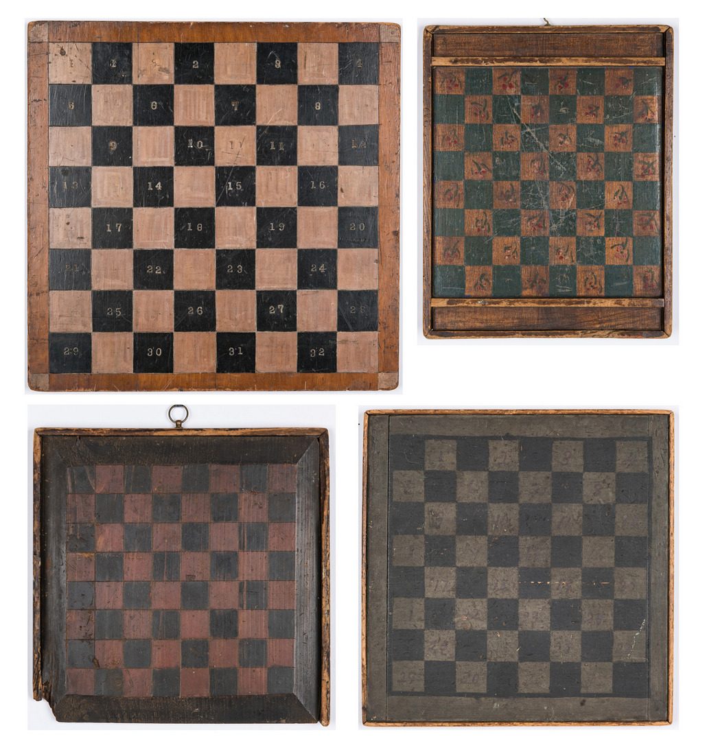 Lot 606: 4 Game Boards, Painted Tiles