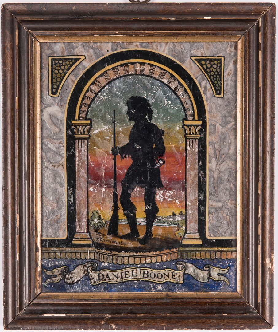 Lot 607: J. Chanton Daniel Boone Reverse Painting on Glass