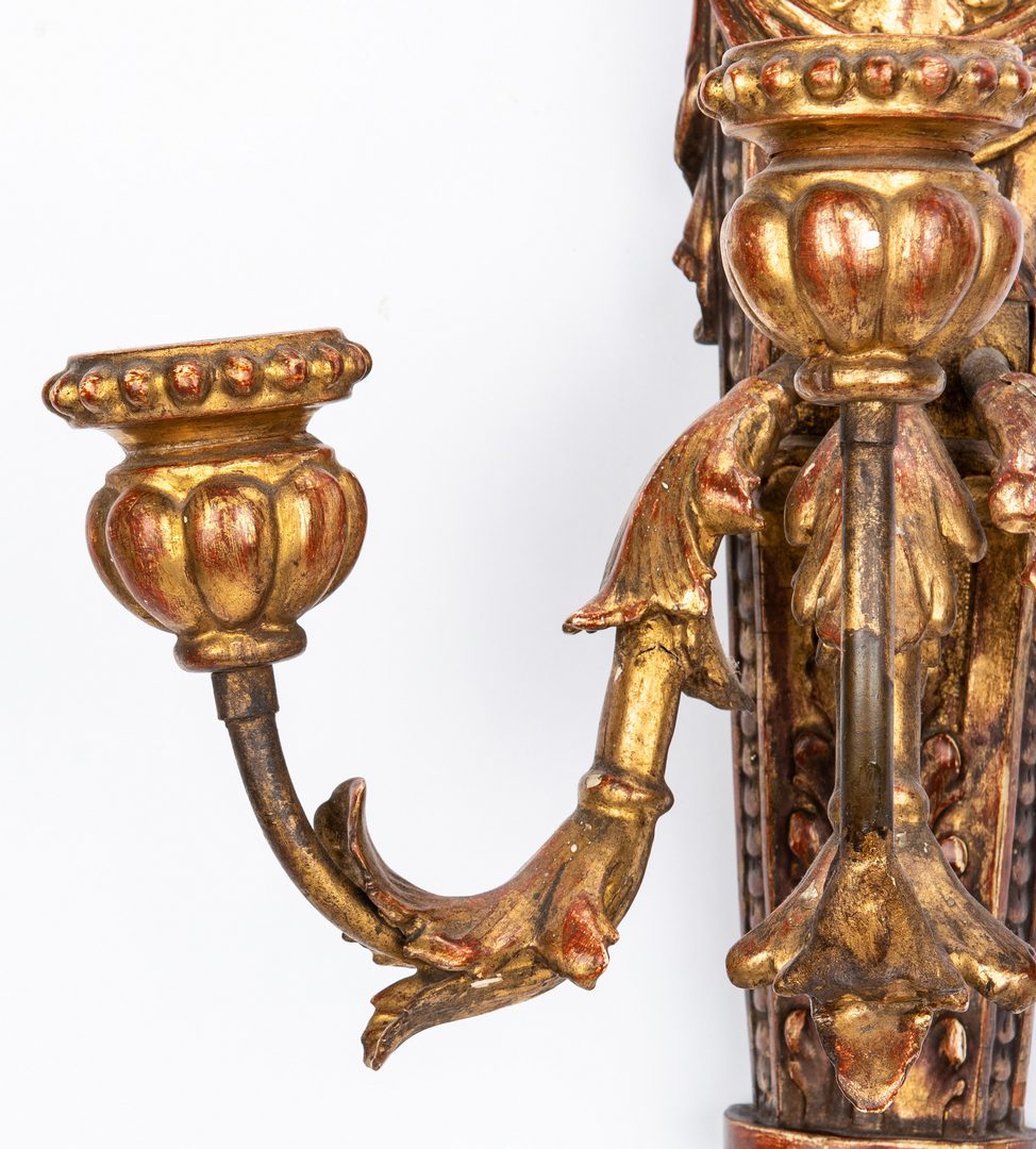 Lot 620: Pr. Italian Giltwood Carved Wall Sconces