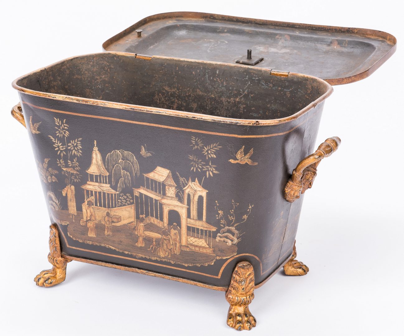 Lot 625: Tole Cistern and Coal Scuttle