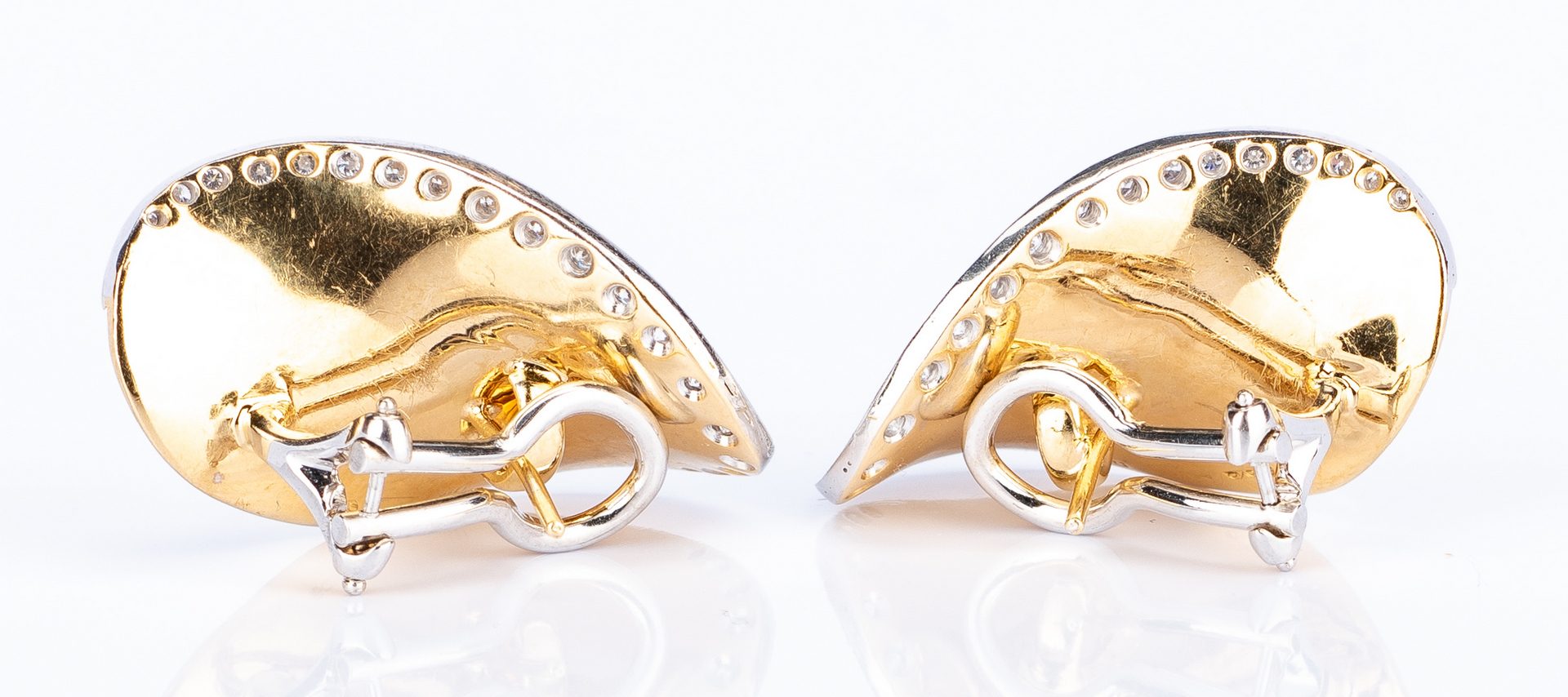 Lot 640: Scavia 18K Petal Diamond Earrings