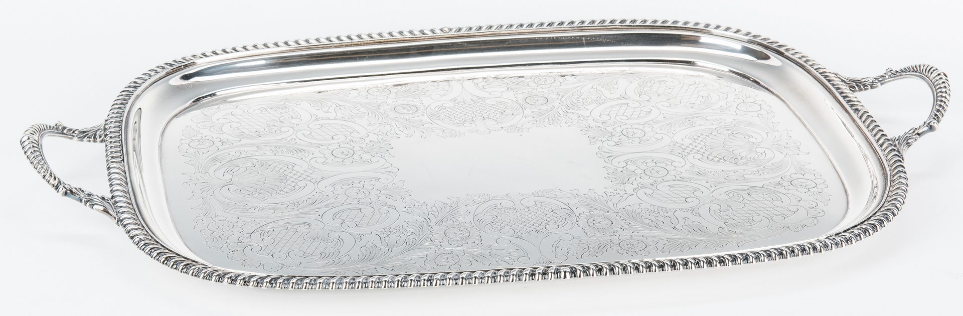 Lot 65: English Sterling Serving Tray, 108 oz by Barker Bros.