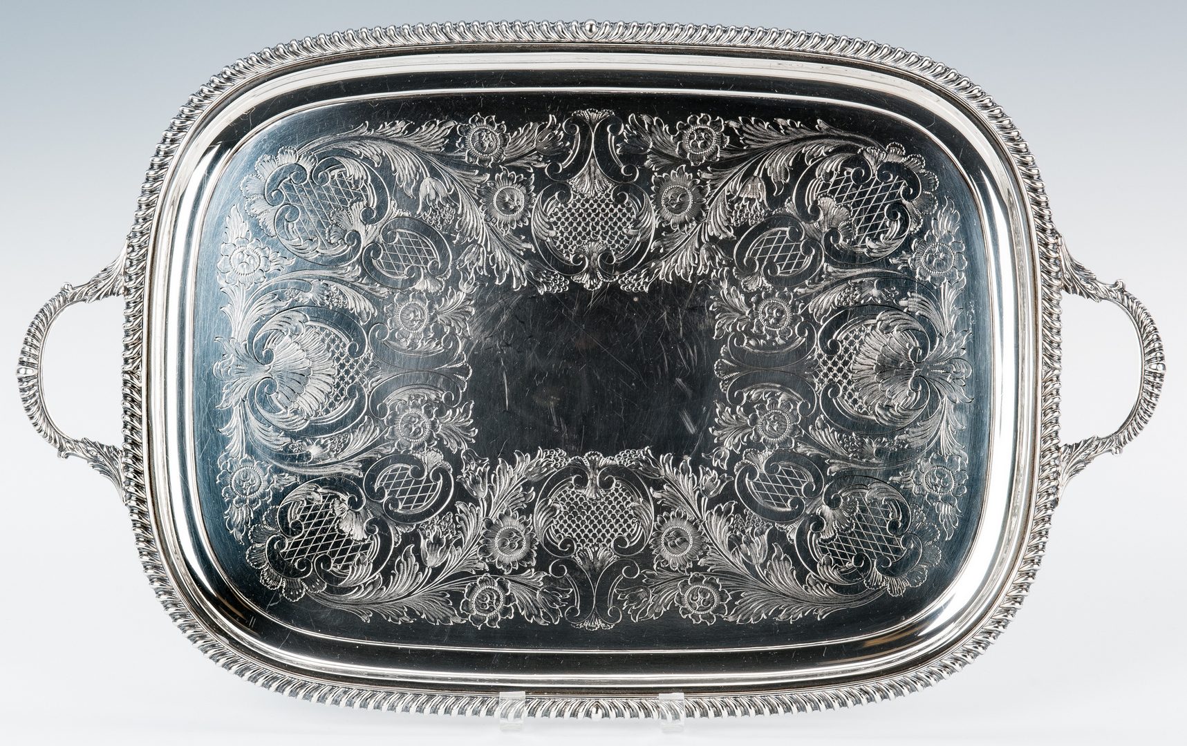 Lot 65: English Sterling Serving Tray, 108 oz by Barker Bros.