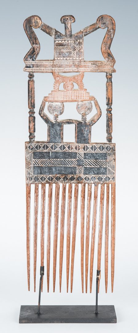 Lot 665: 2 African Items, incl. Comb, Walking Stick
