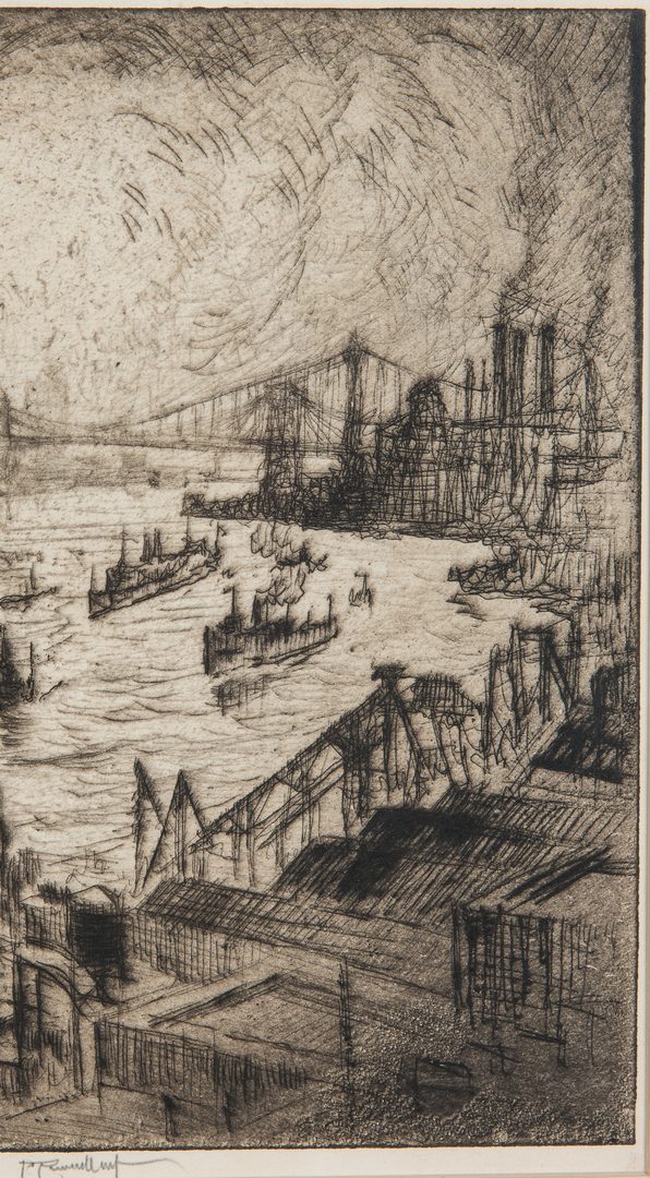 Lot 676: 3 Etchings, incl. Joseph Pennell, Felician Rops