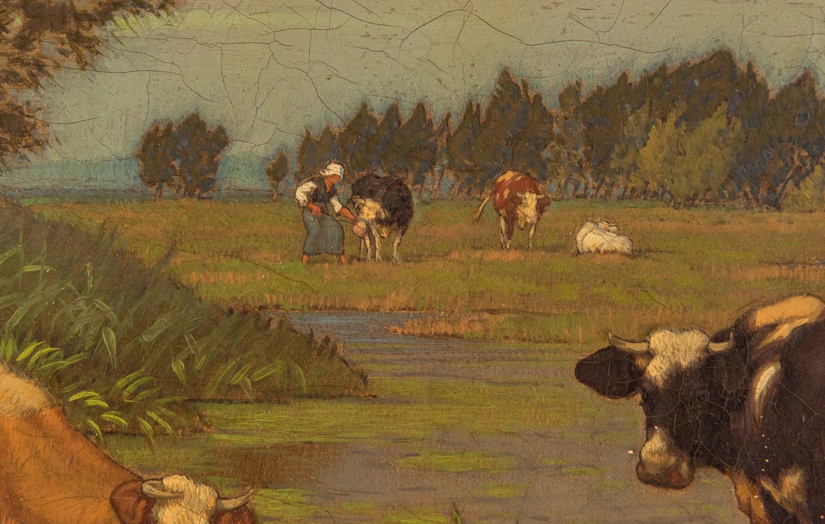 Lot 681: 2 European O/C Paintings, Cows & Sheep