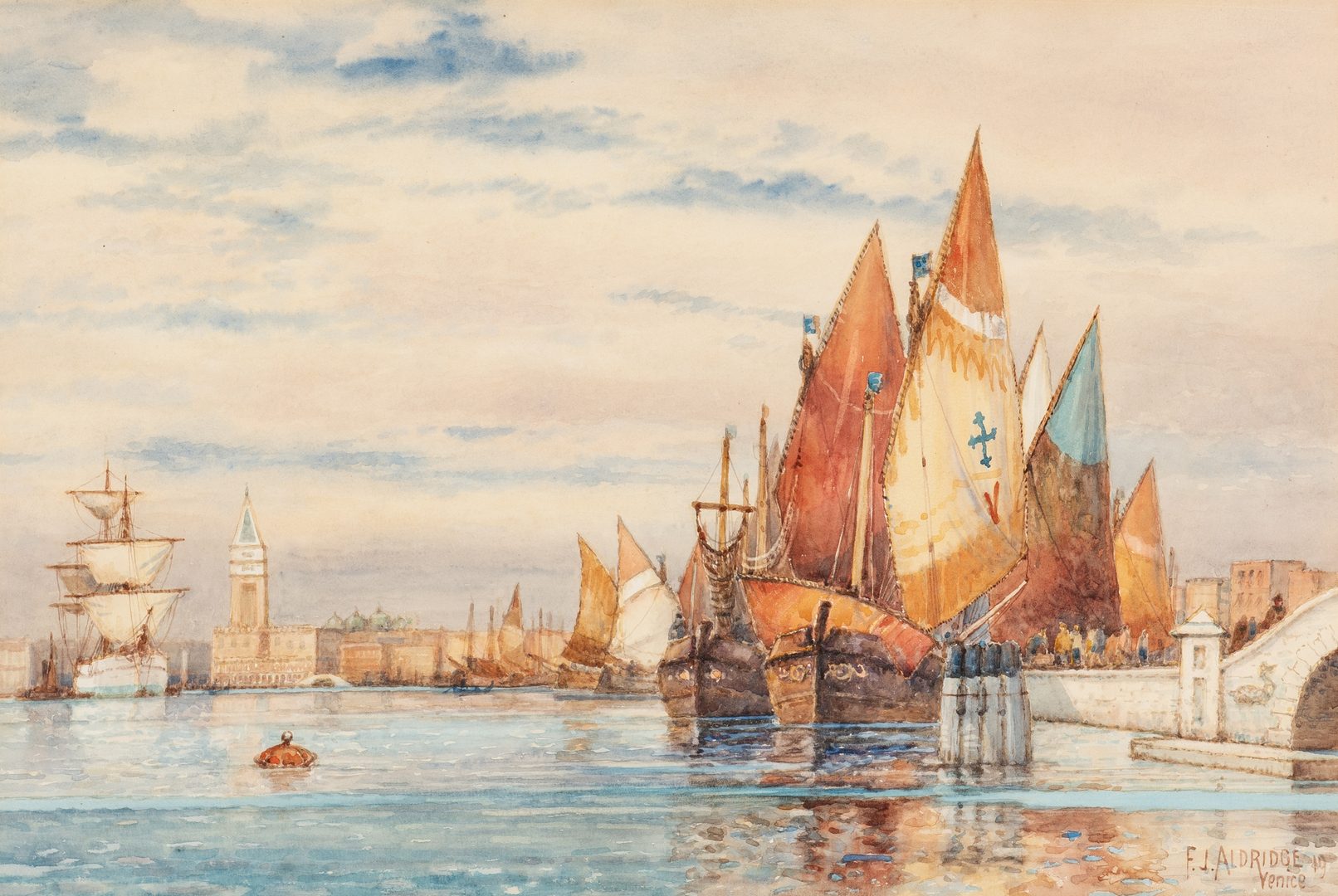 Lot 682: Frederick James Aldridge W/C, View of Venice