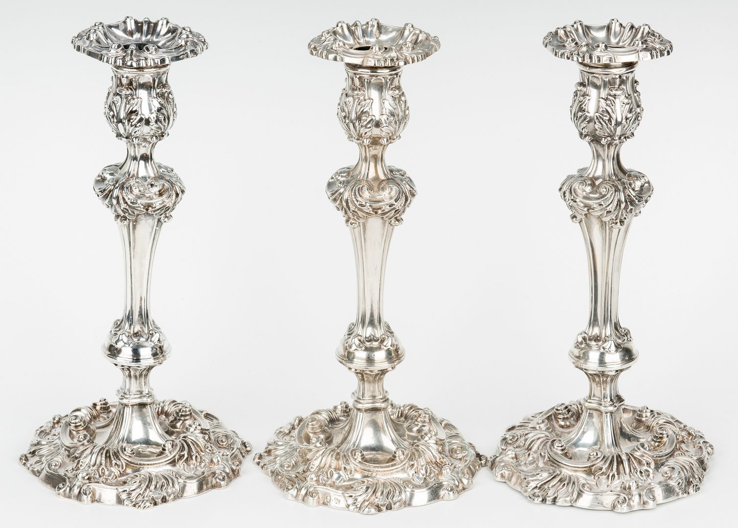 Lot 68: 3 English Sterling Silver Candlesticks