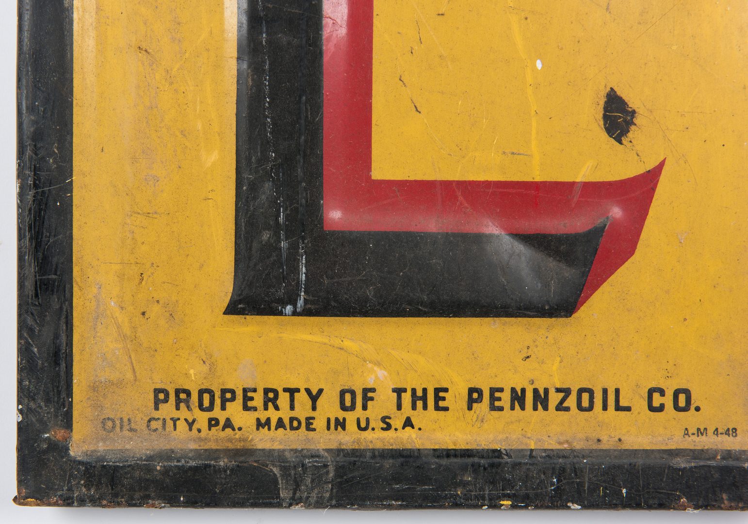 Lot 701: Pennzoil Enameled Advertising Sign
