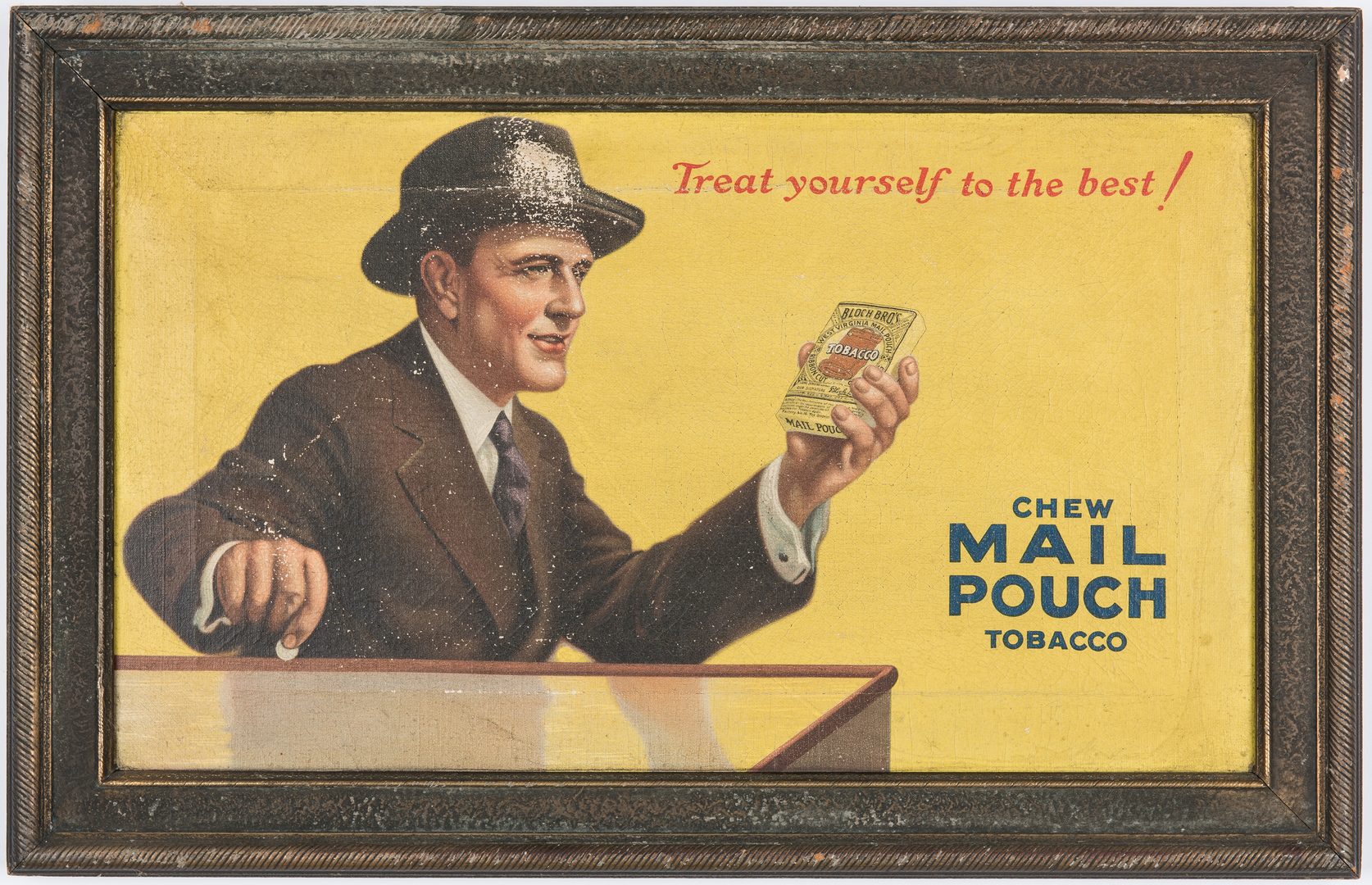 Lot 703: Mail Pouch Tobacco Advertising Painting & Thermometer