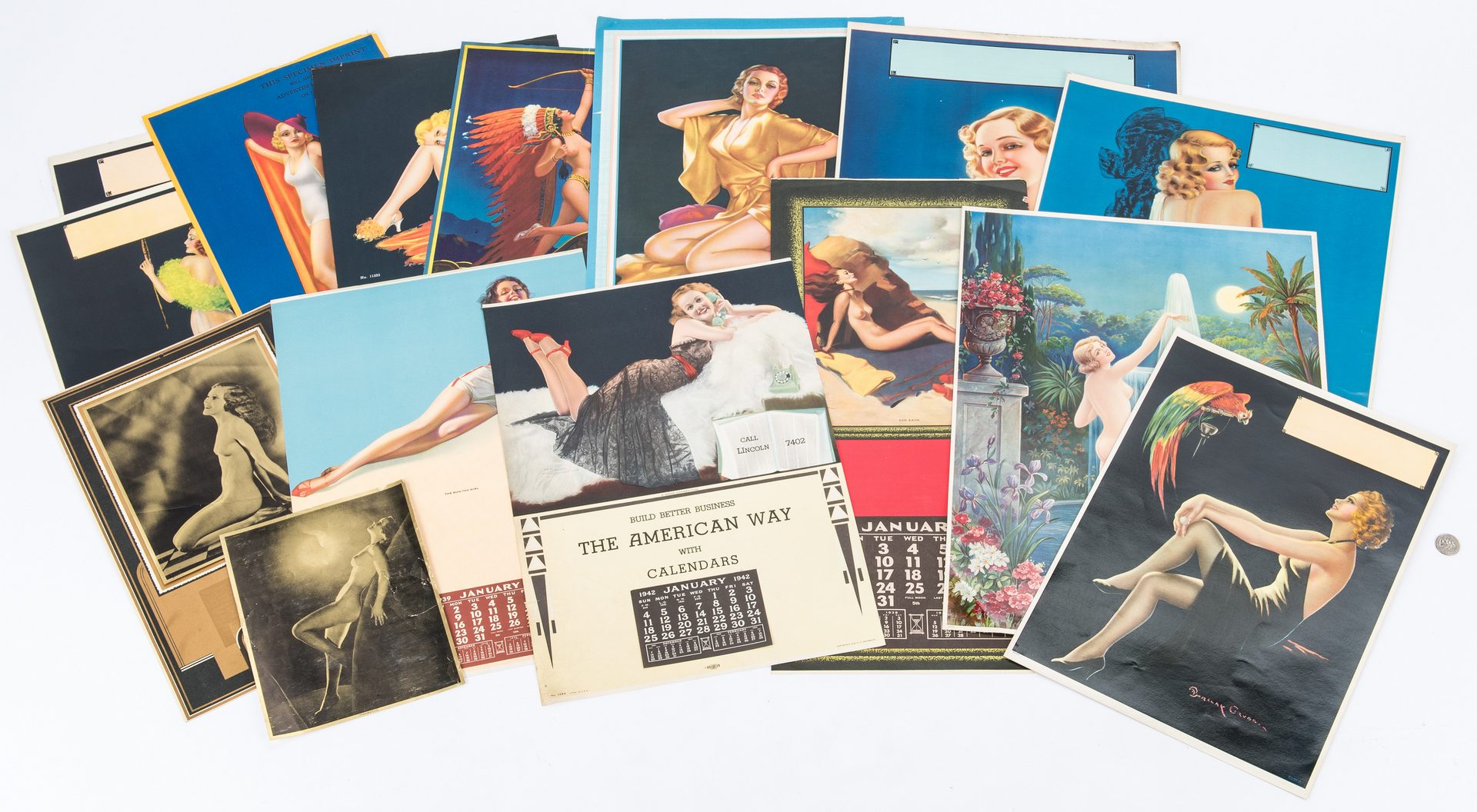 Lot 706: 15 Mid Century Pinup Calendars & Posters