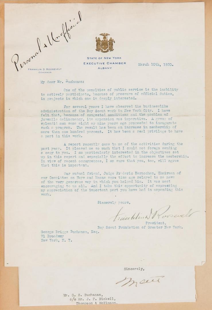 Lot 710: Buchanan-Wheelock Archive incl. FDR signed letter, mining, Titanic interest