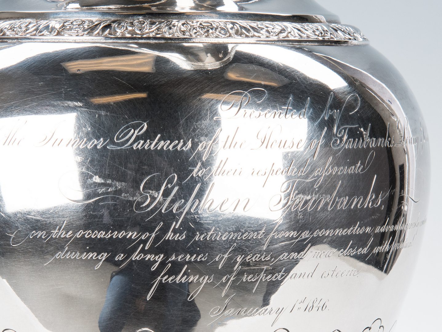 Lot 72: Coin Silver Presentation Pitcher