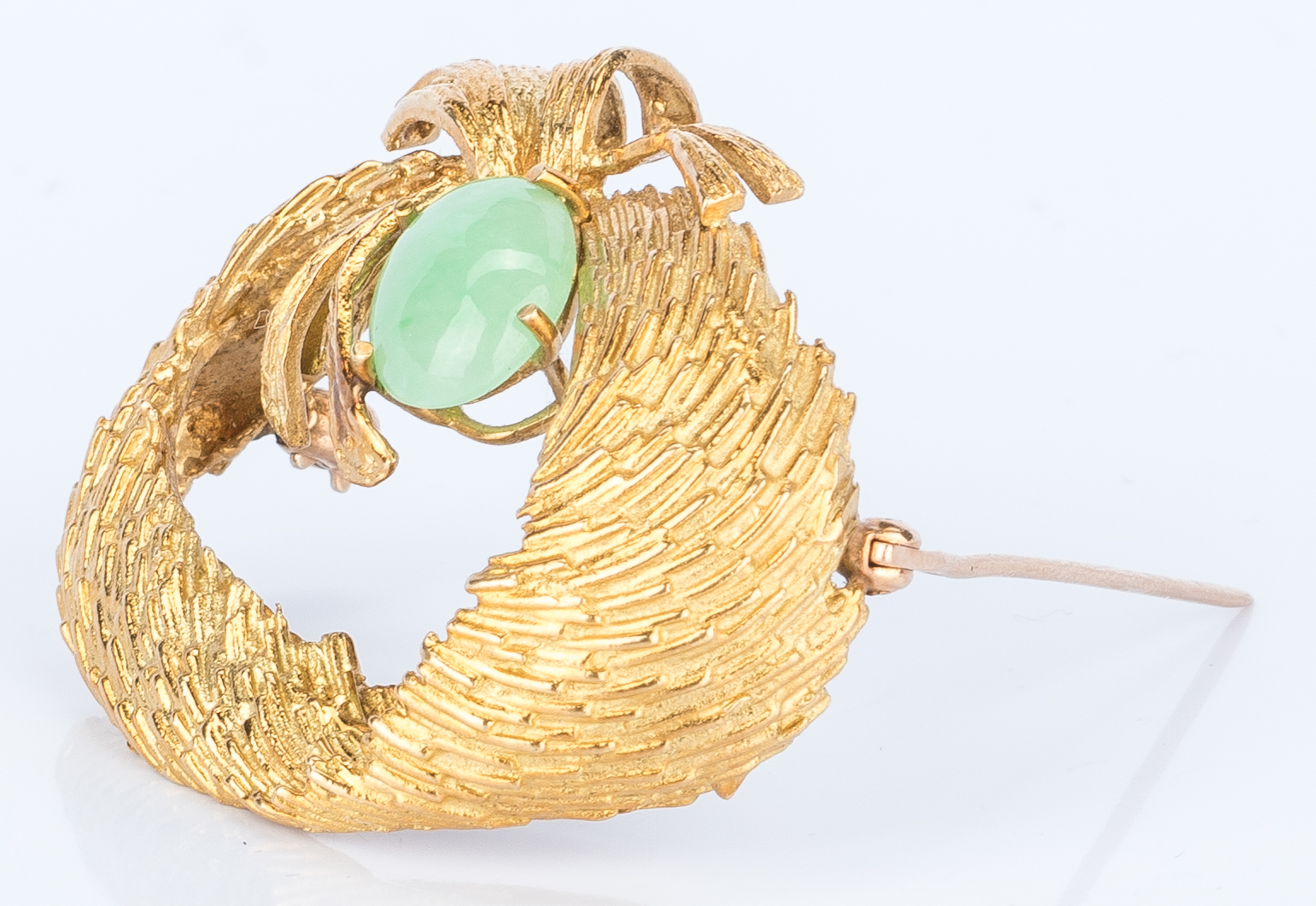 Lot 757: 7 Gold and Nephrite Jade Jewelry items