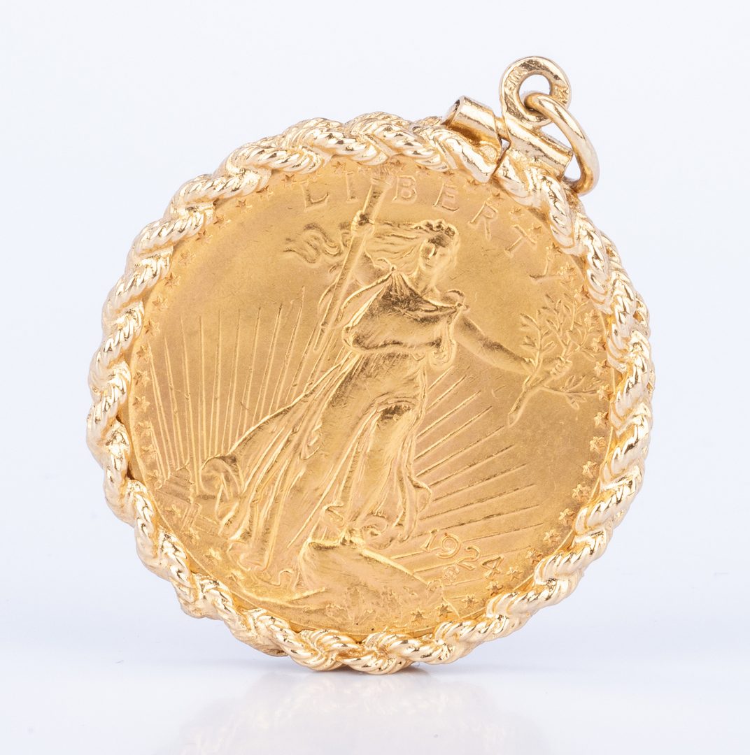 Lot 760: 1924 $20 Saint-Gaudens Gold Coin, Mounted