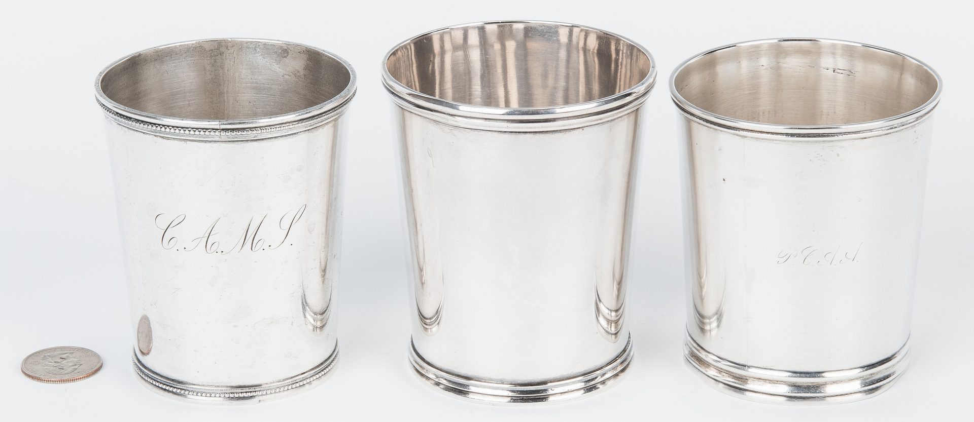 Lot 83: 3 Jaccard St. Louis Coin Silver Julep Cups