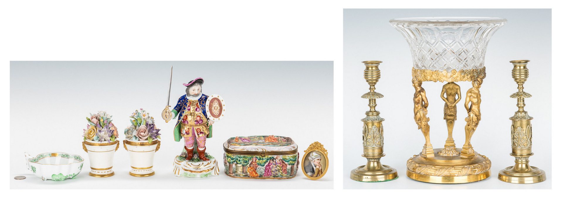 Lot 105: 9 European Decorative Accessories inc. Satyr Compo