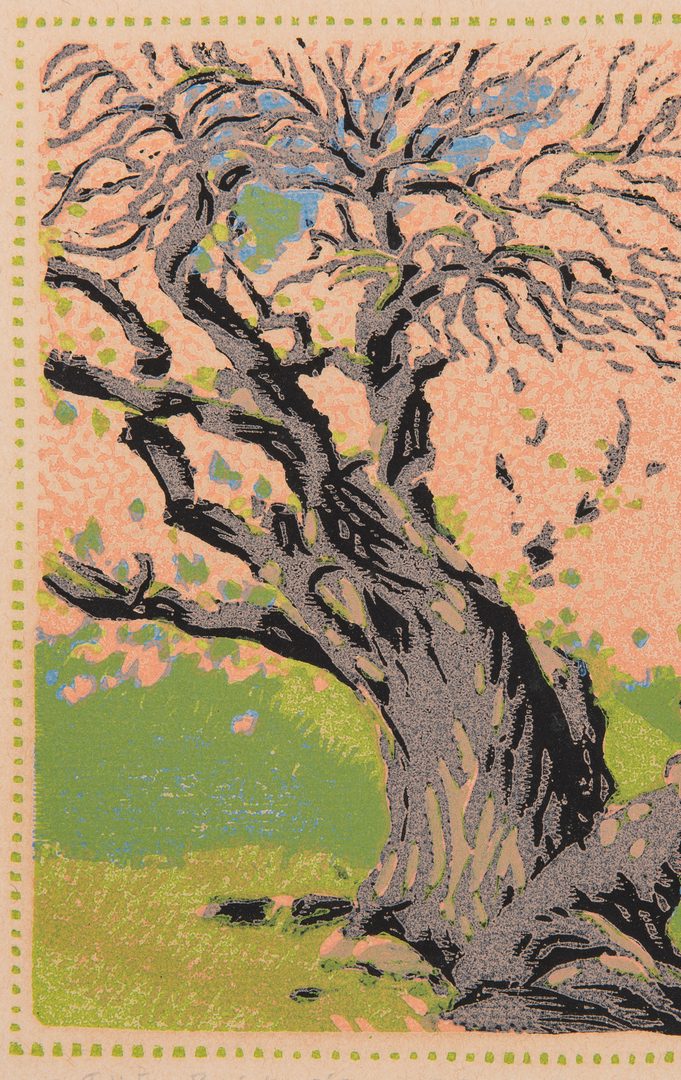 Lot 119: Gustave Baumann Colored Woodblock Print, Bishop's Apricot