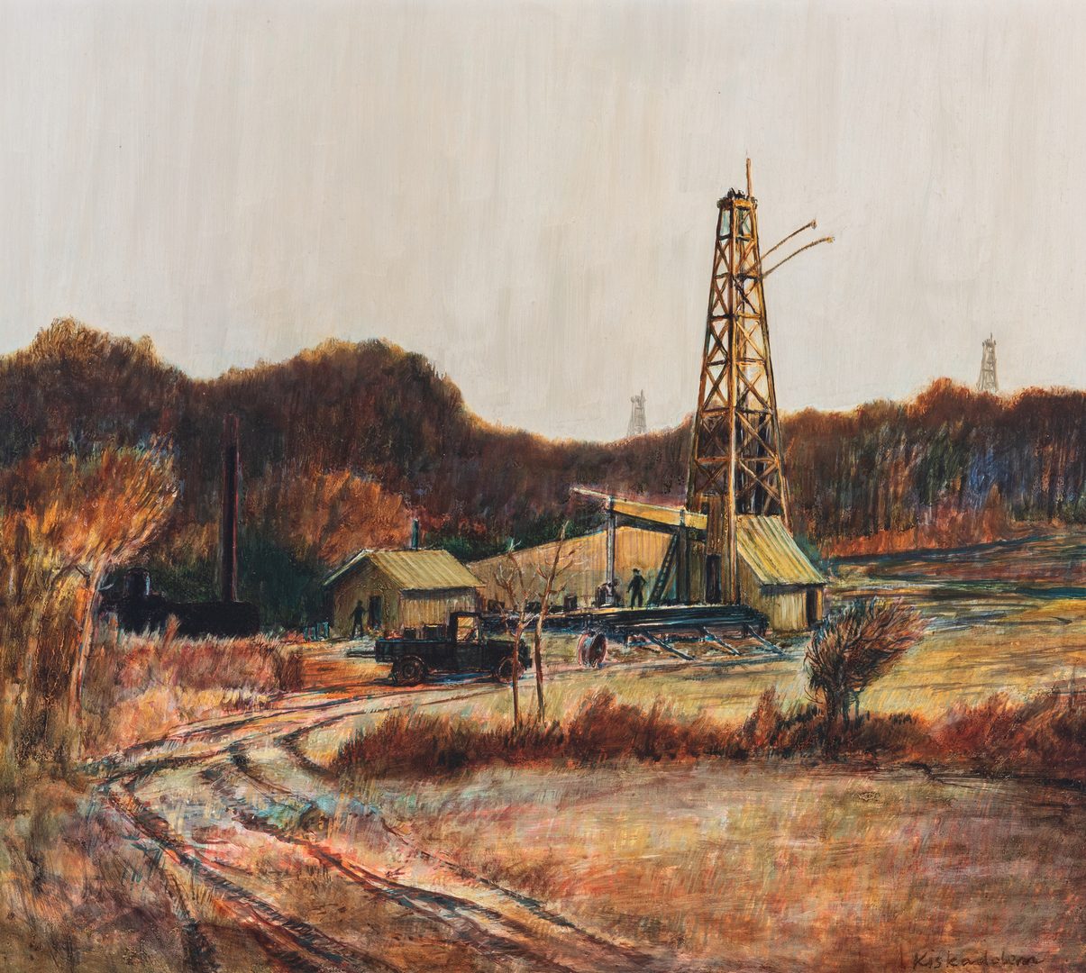 Lot 132: Robert Kiskadden O/B, Landscape with Oil Well