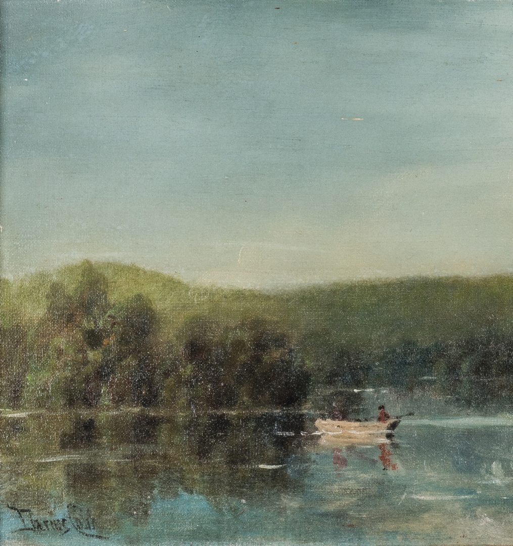 Lot 134: Darius Cobb O/C, Landscape w/ Lake Painting