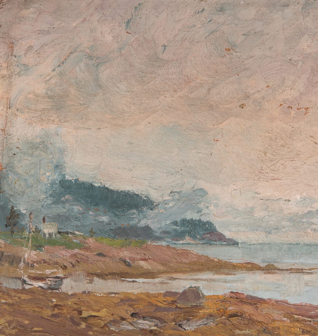 Lot 145: English Coastal Landscape c. 1896, signed HS