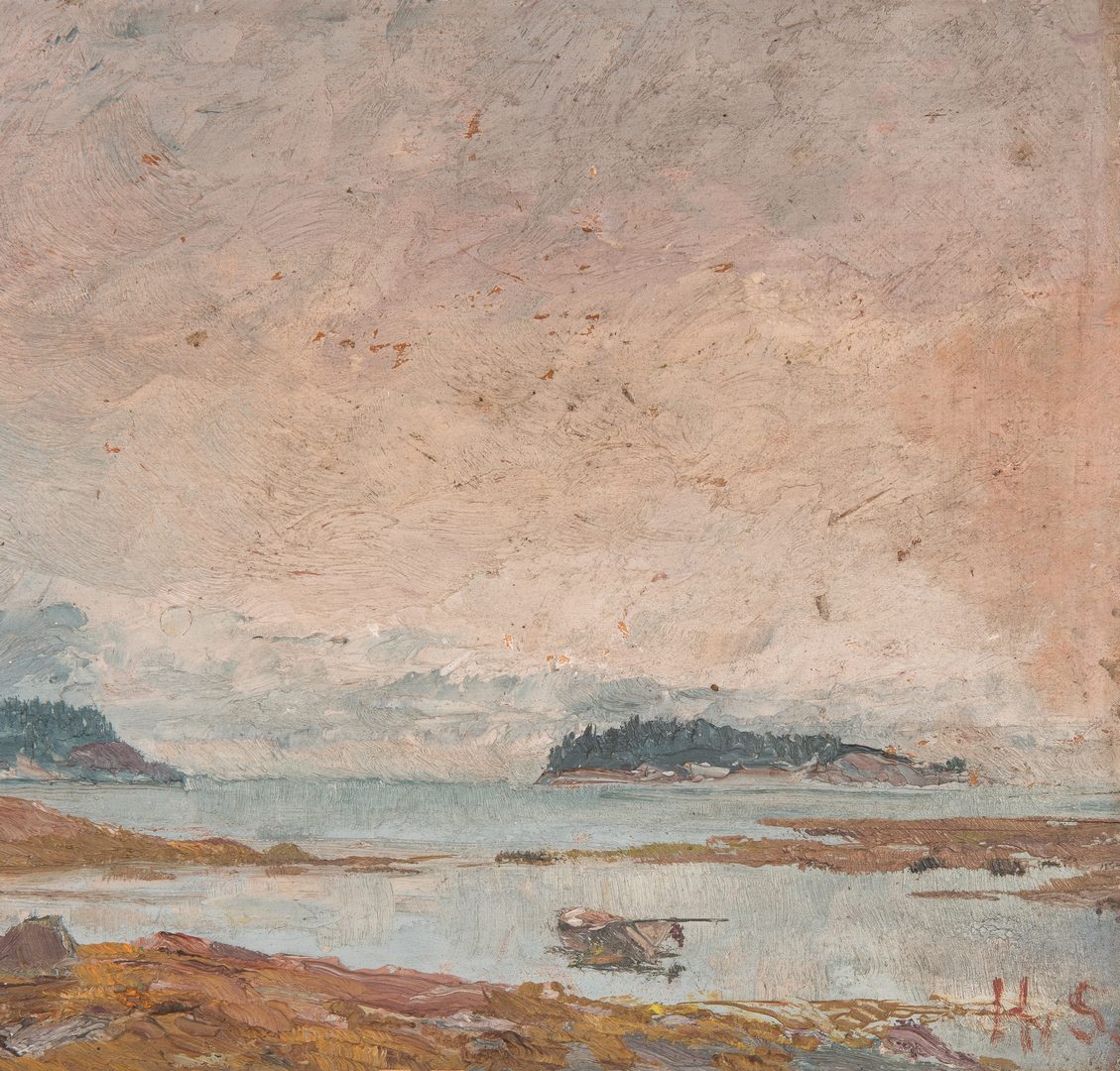 Lot 145: English Coastal Landscape c. 1896, signed HS