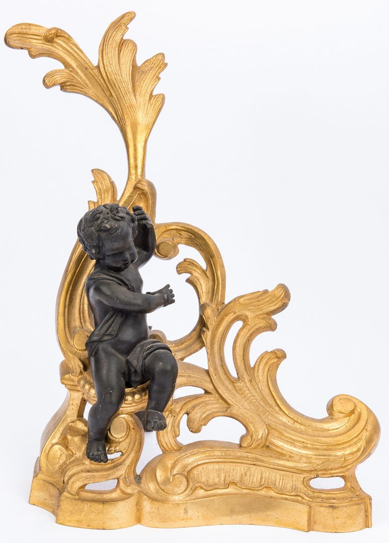 Lot 153: French Gilt Bronze Fireplace Fender & Chenets