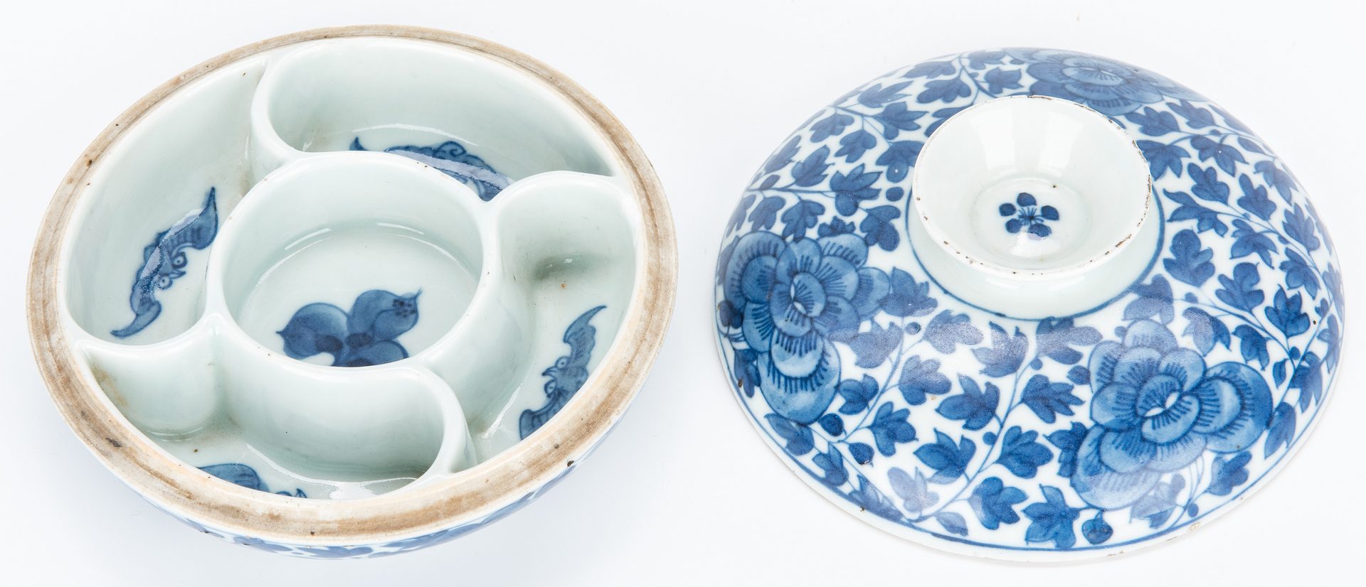 Lot 15: 5 Asian Blue & White Ceramic Items, incl. Water Dropper