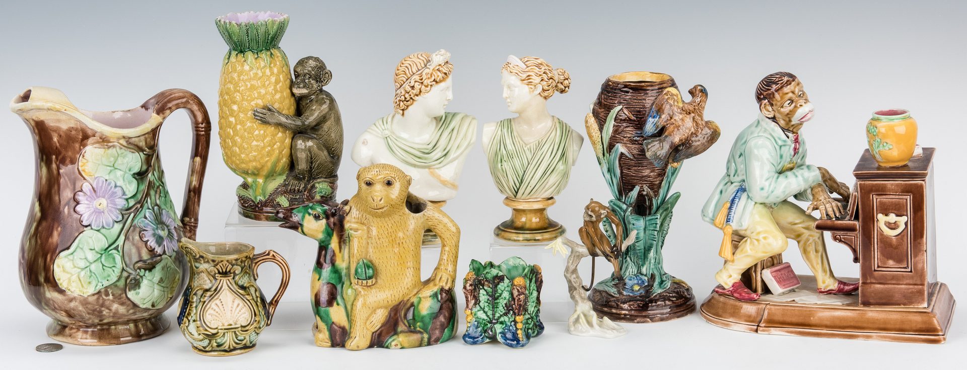 Lot 171: Majolica & German Ceramics incl. Monkeys