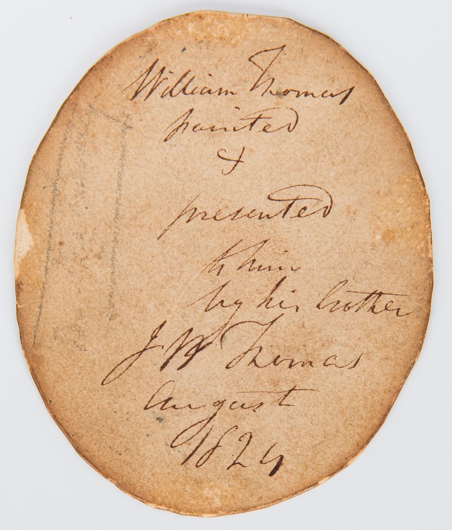 Lot 182: Signed Miniature Portrait, J.W. Thomas 1824