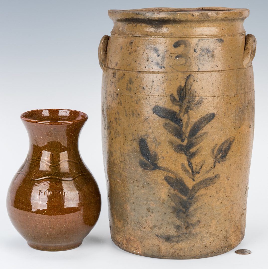 Lot 185: East TN Pottery Jar & Virginia S. Bell Pottery Vase