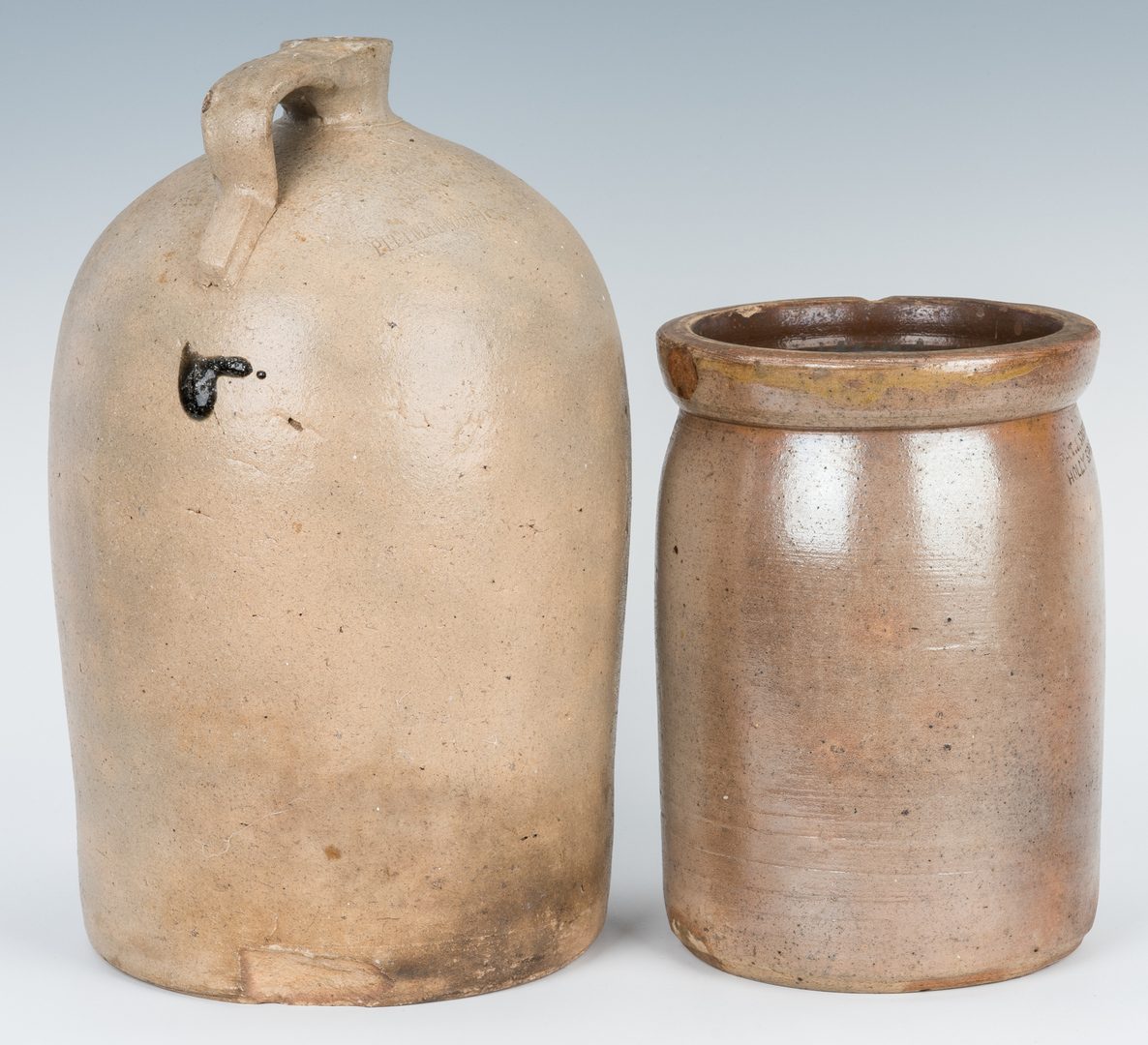 Lot 186: 2 Southern Stoneware Pottery Jars, Alabama & Mississippi