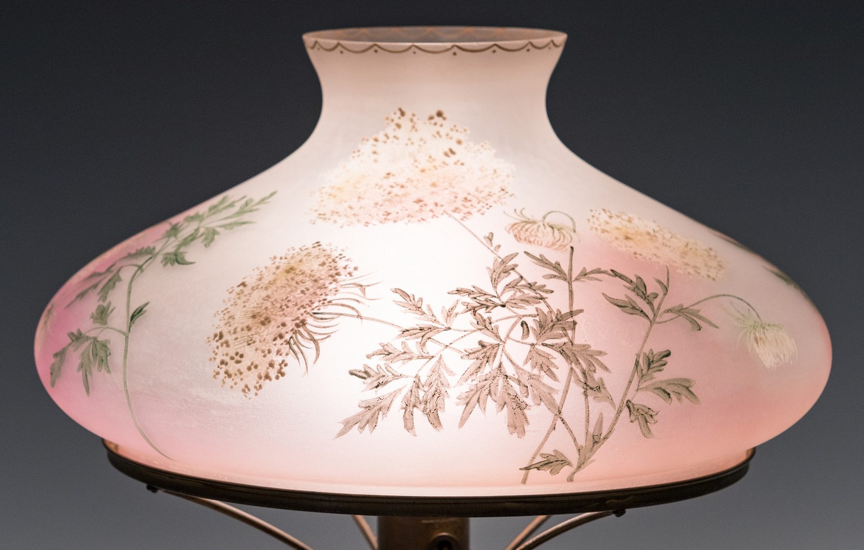 Lot 195: Handel Table Lamp, Forest Base with Floral Shade