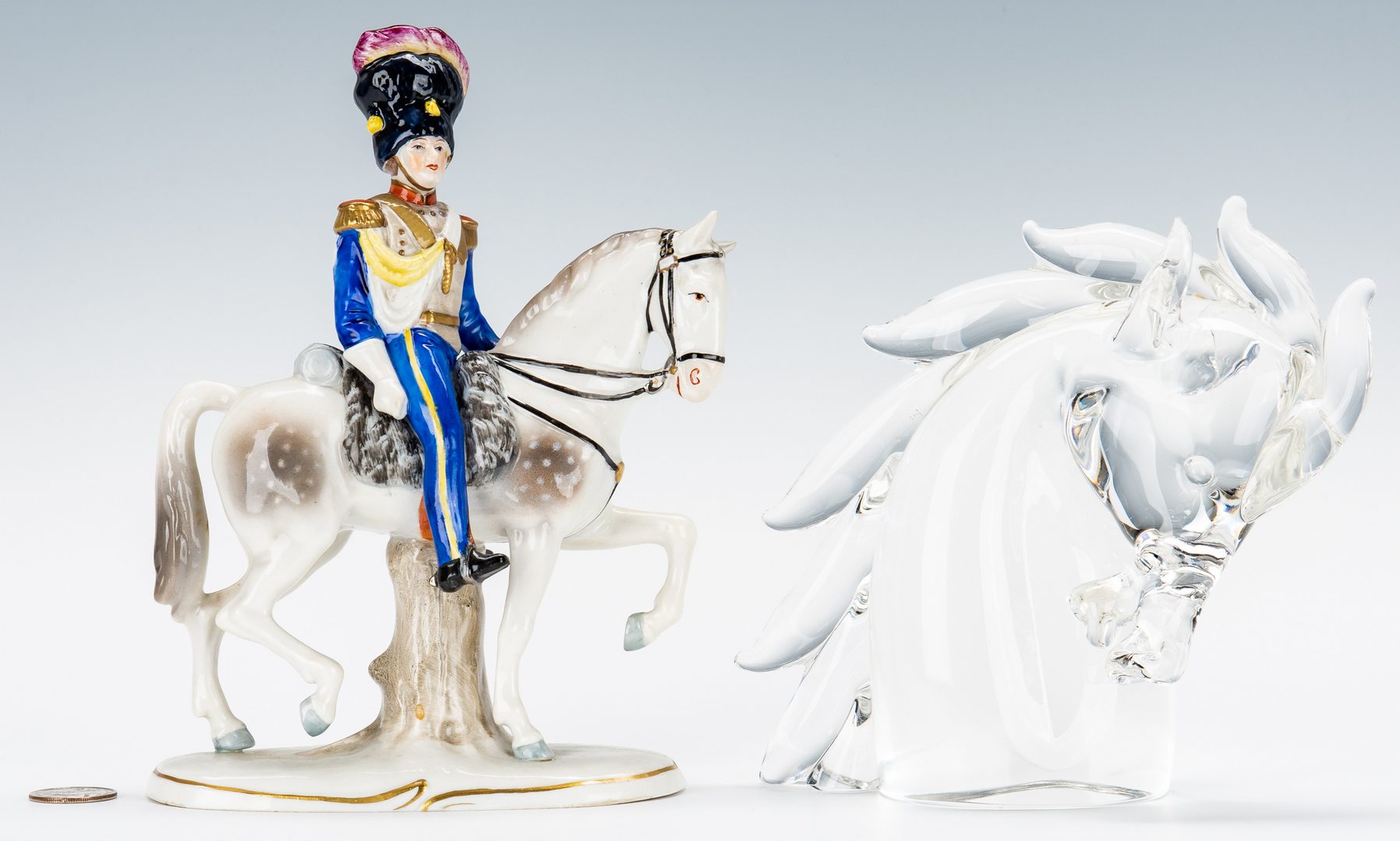 Lot 201: 2 Equestrian Figures, incl. Cartier & Sitzendorf