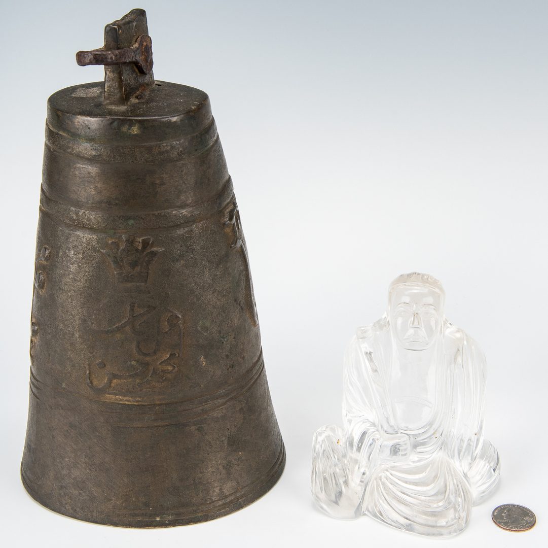 Lot 214: Asian Bronze Bell, Rock Crystal Buddha & Chinese C