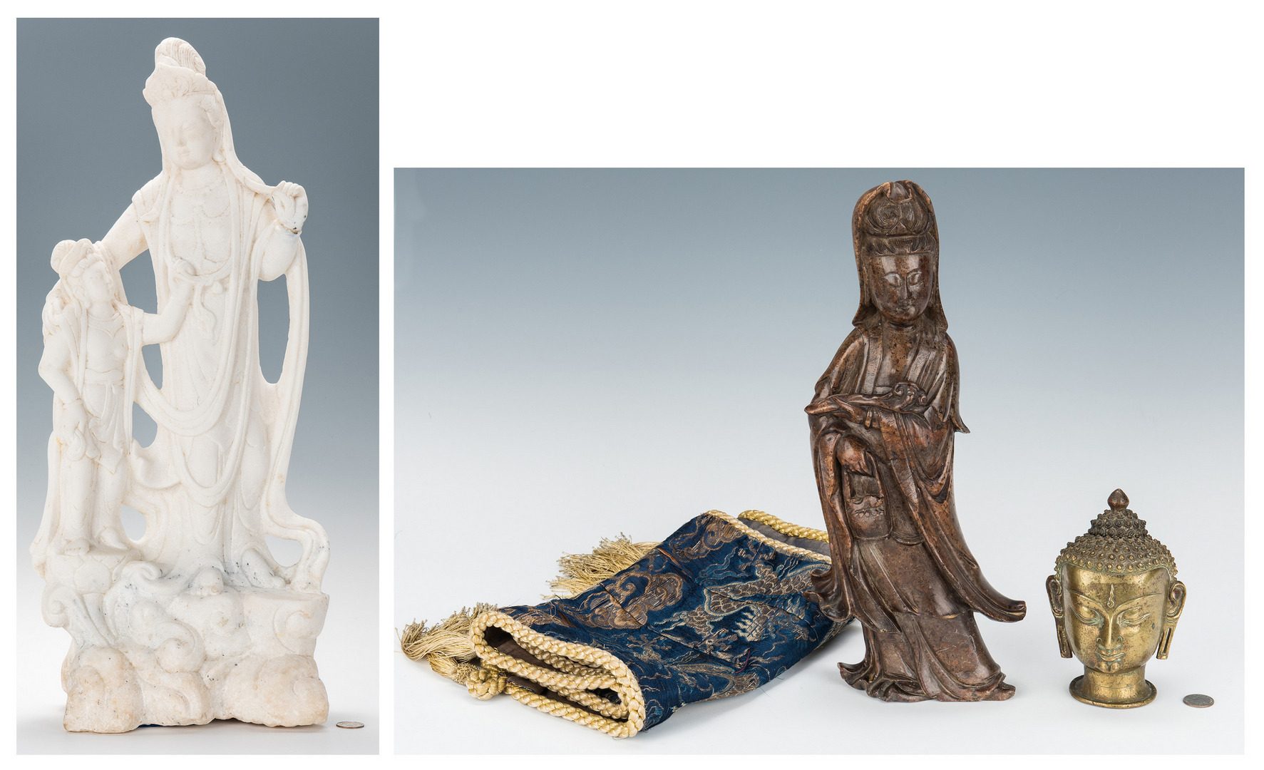 Lot 215: 4 Asian Decorative Items, incl. Sculptures