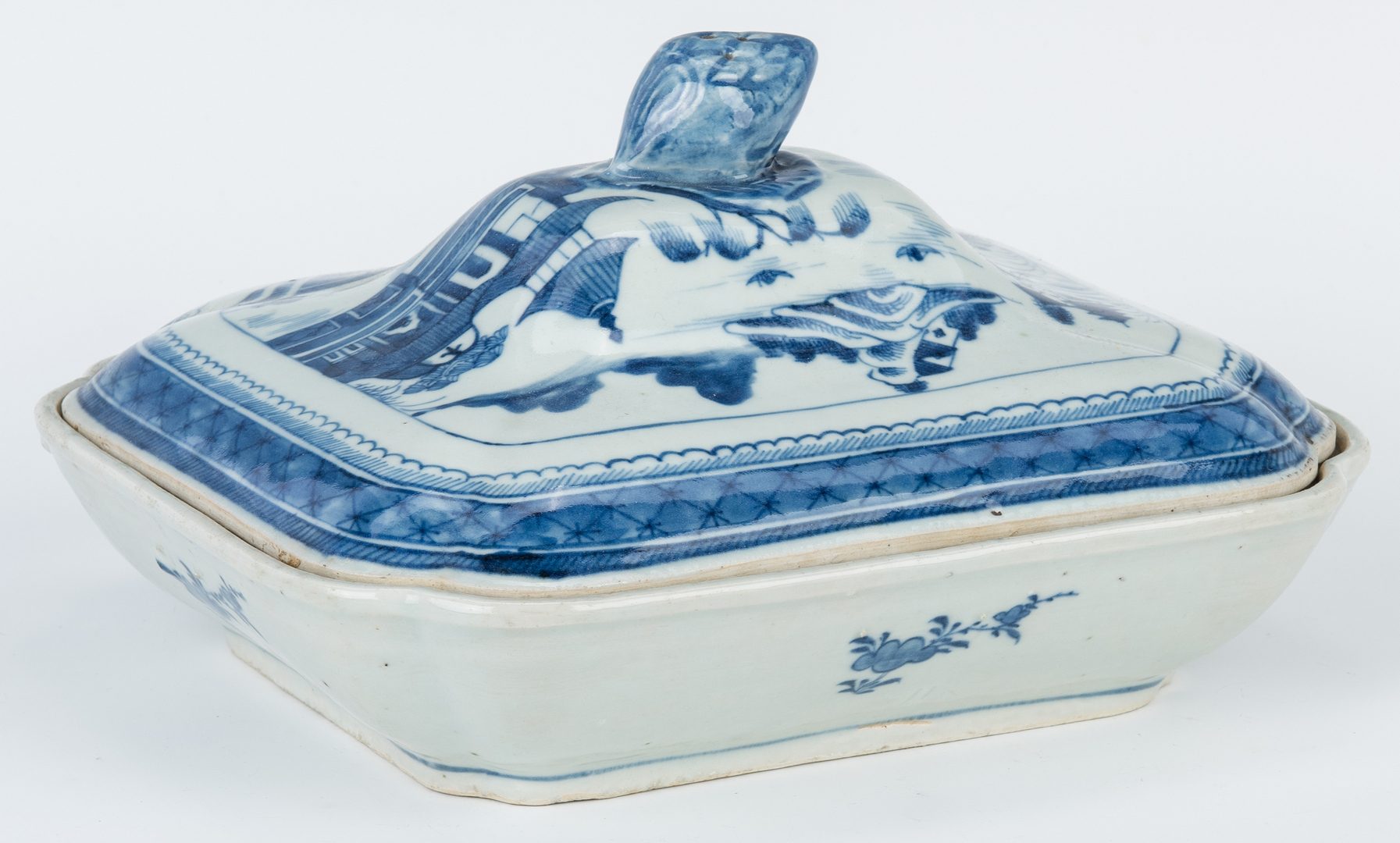 Lot 237: Chinese Tang Style Bronze Horse & Canton Porcelain Tureen, 2 items