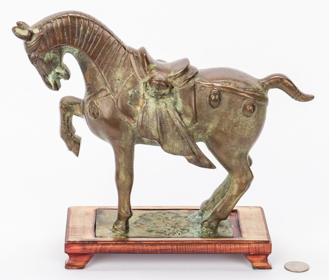 Lot 237: Chinese Tang Style Bronze Horse & Canton Porcelain Tureen, 2 items