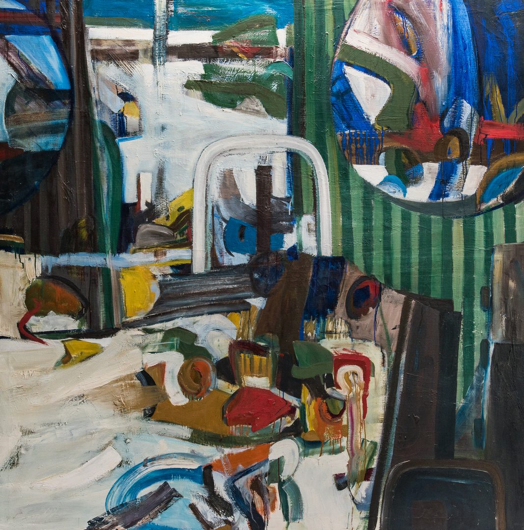 Lot 248: Merlin C. Dailey O/C expressionist painting, Interior with New Objects