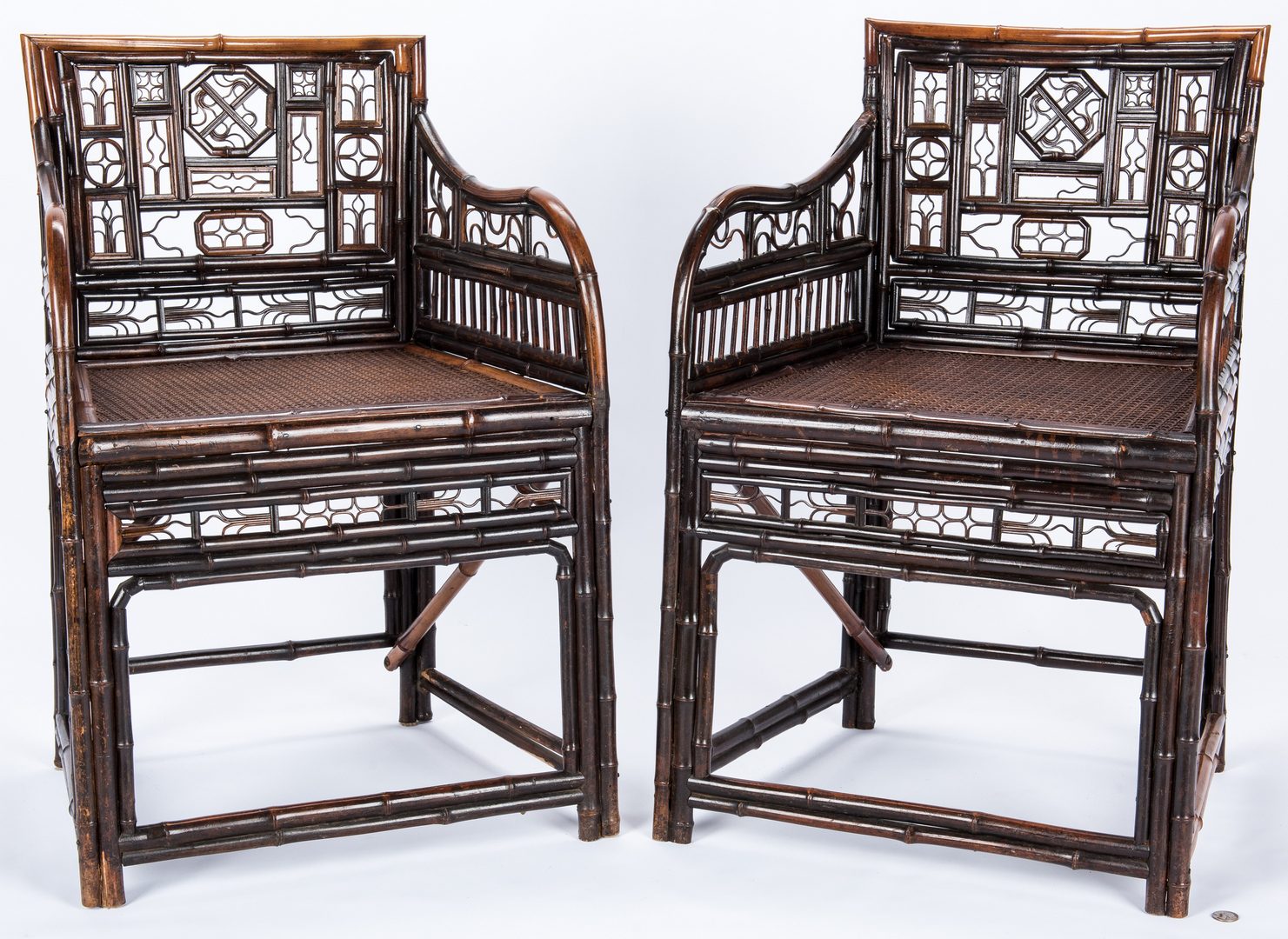 Lot 29: Two Chinese Bamboo Armchairs