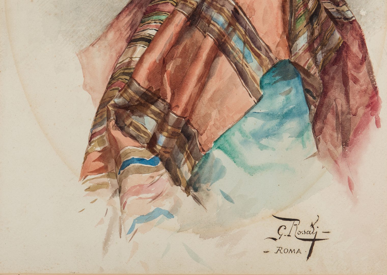 Lot 335: Giulio Rosati, Watercolor of Romani Woman