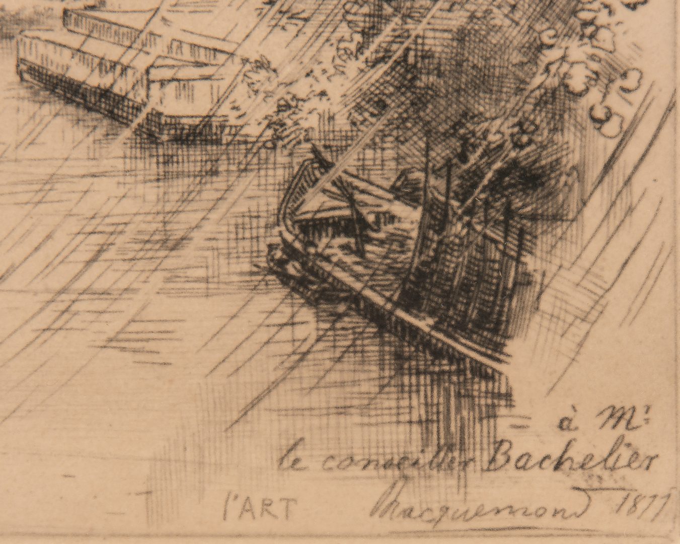 Lot 347: F. Bracquemond Etching & J. Jourdan Drawing
