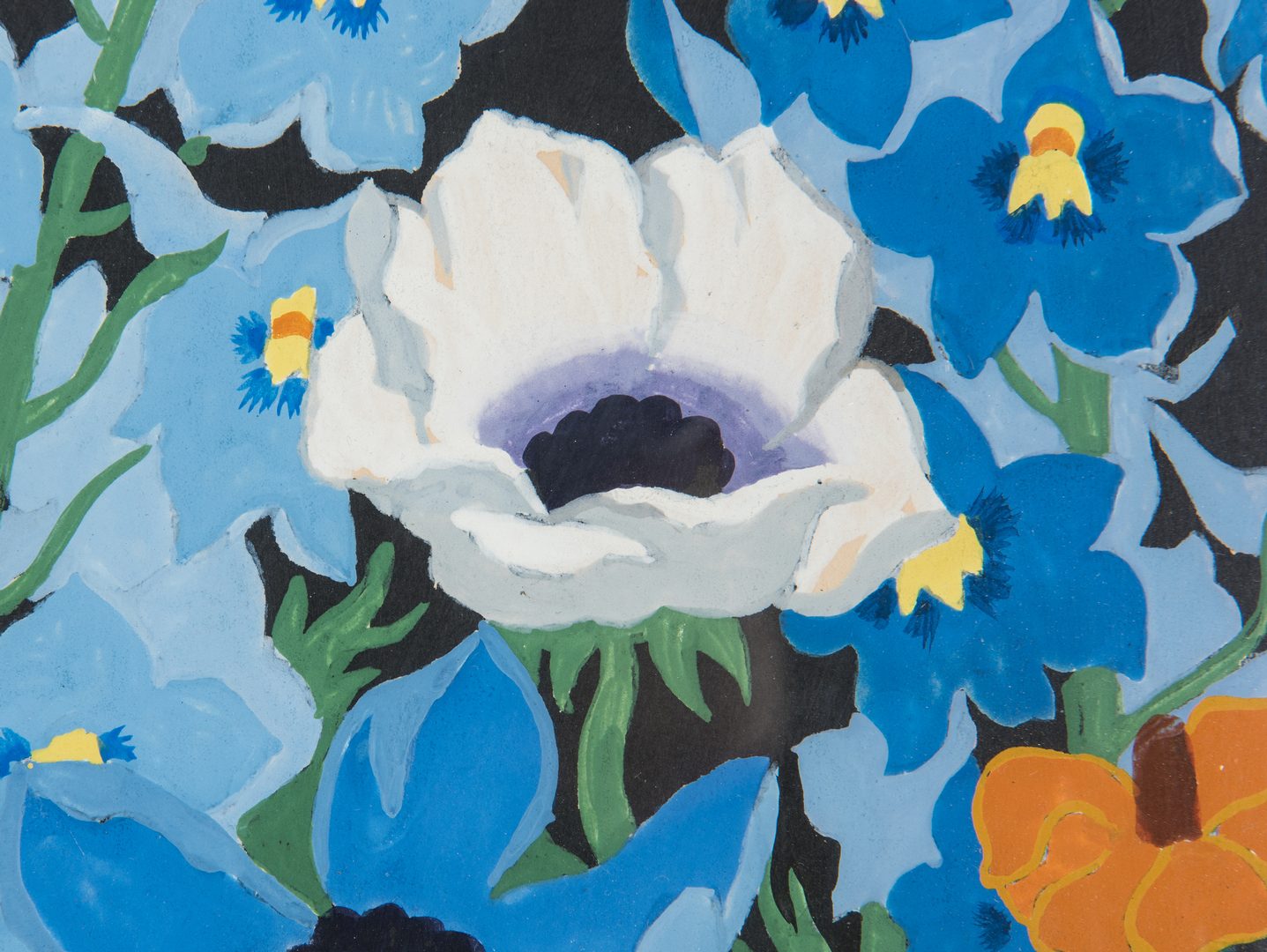 Lot 352: John Hall Thorpe Color Woodcut, Vase of Flowers