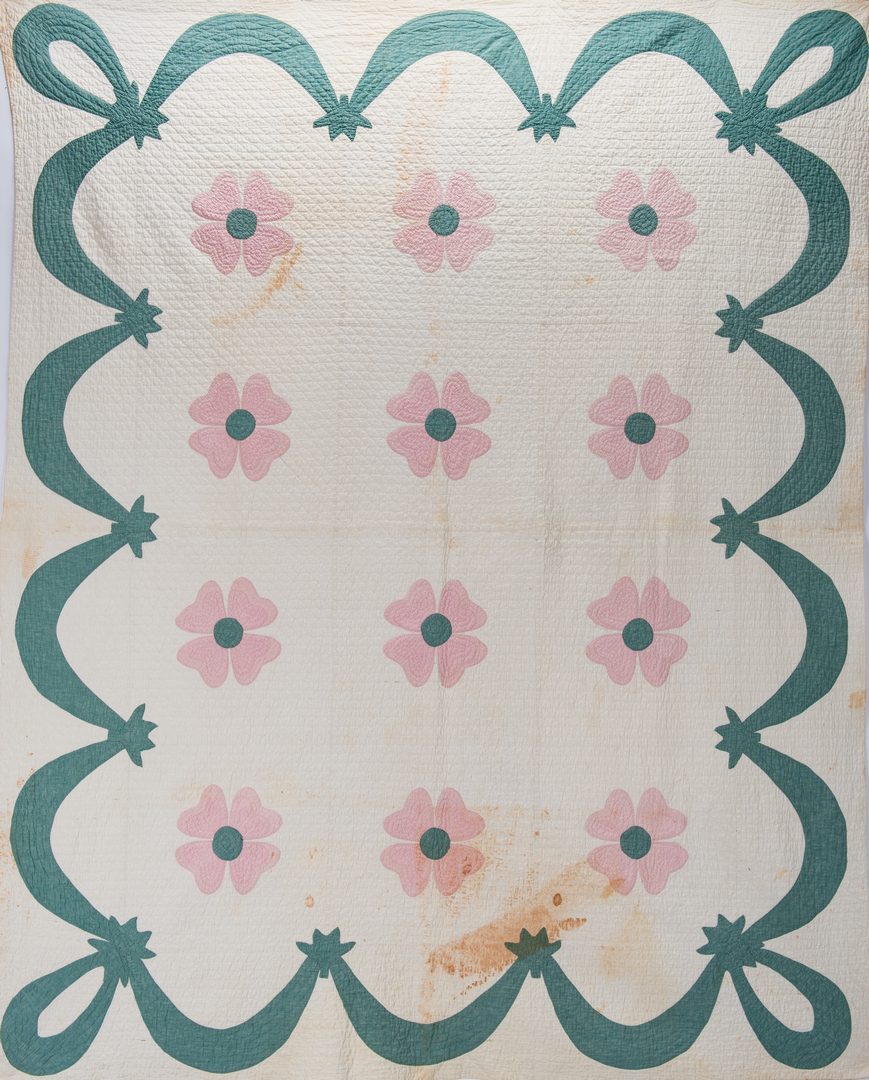 Lot 356: 2 Southern 19th c.  Floral Quilts