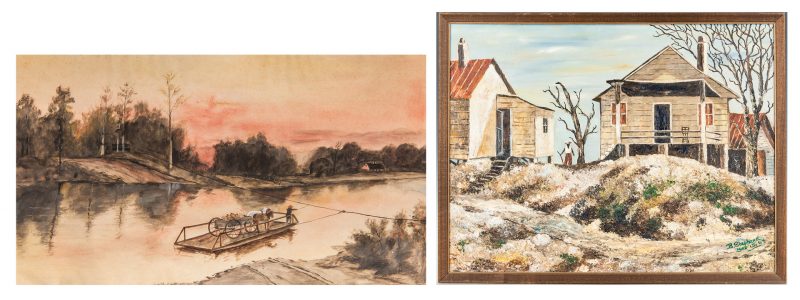 Lot 357: 2 Southern Folk Art Paintings incl. KY Ferry