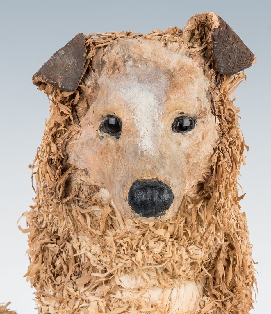 Lot 366: 2 Folk Art Dog Figurals, incl. Paper Mache