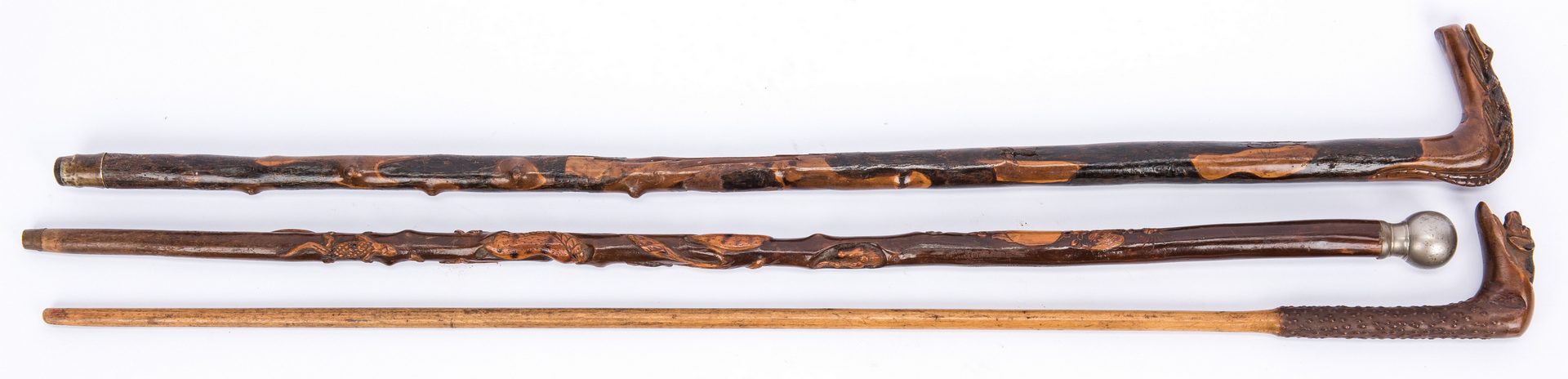 Lot 369: 6 European, American, Central American Carved Canes
