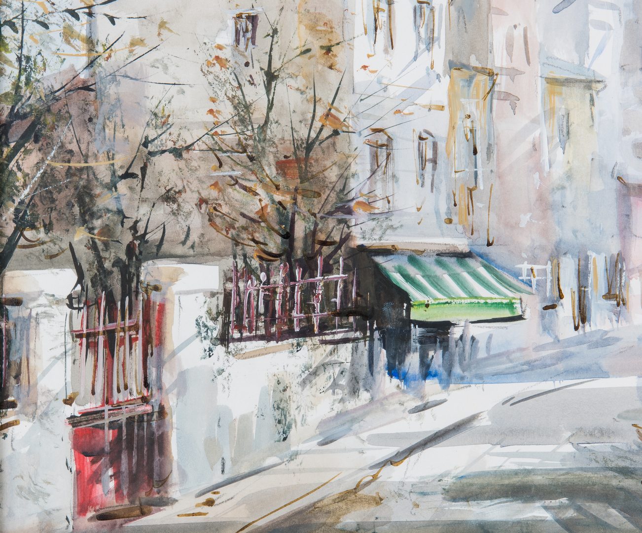 Lot 80: Lucien Delarue Watercolor Parisian Street Scene